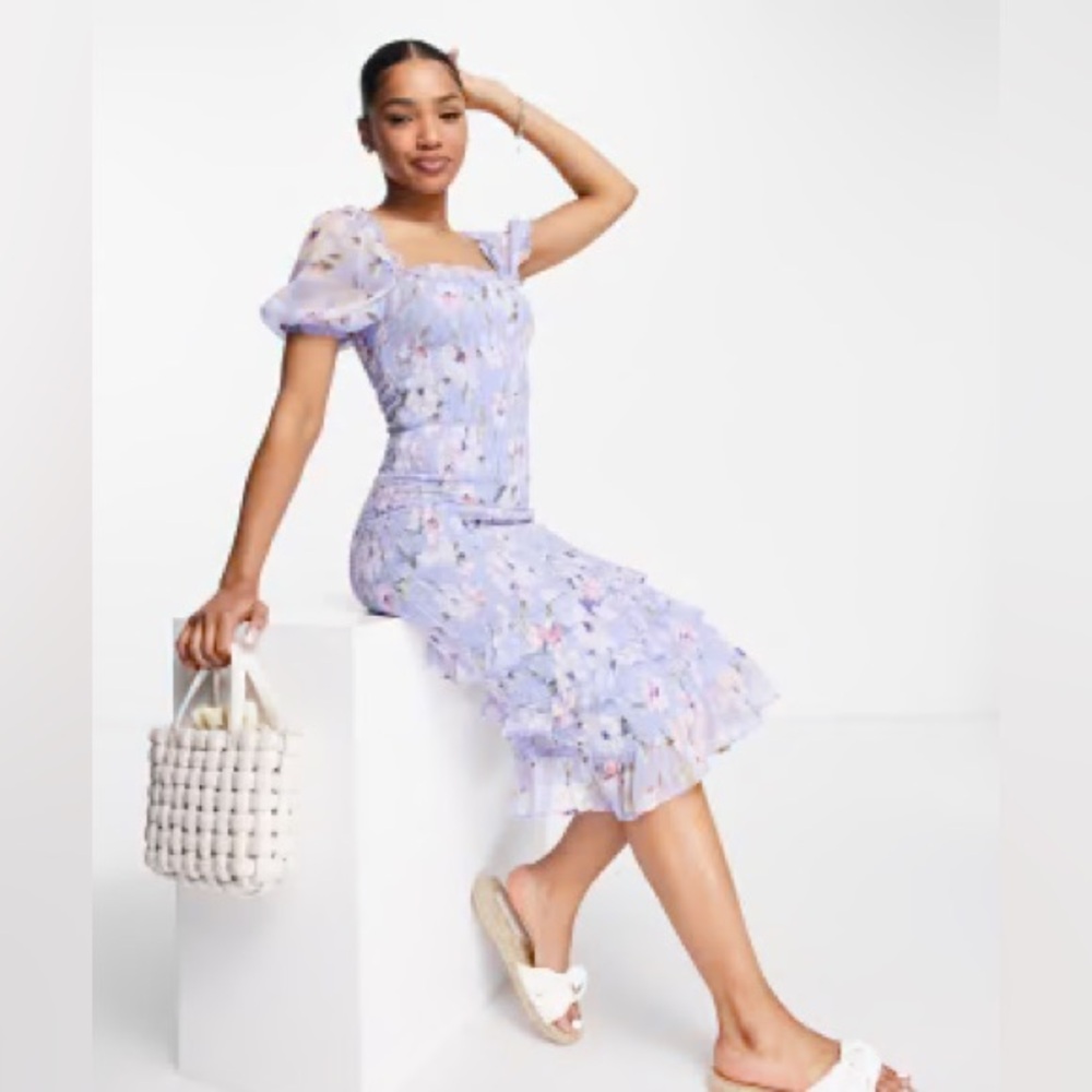 Abercrombie & Fitch smocked midi floral dress